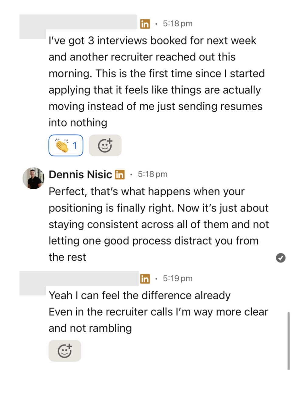 LinkedIn message screenshot 1